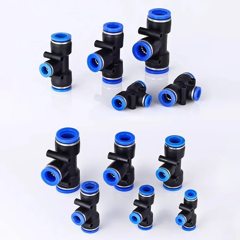 50/100/500PCS 4/6/8/10/12mm PE PEG Pneumatic Air Connector Quick Fitting Tee Reducer 3 Way T-shaped Plastic Pipe Hose Connector
