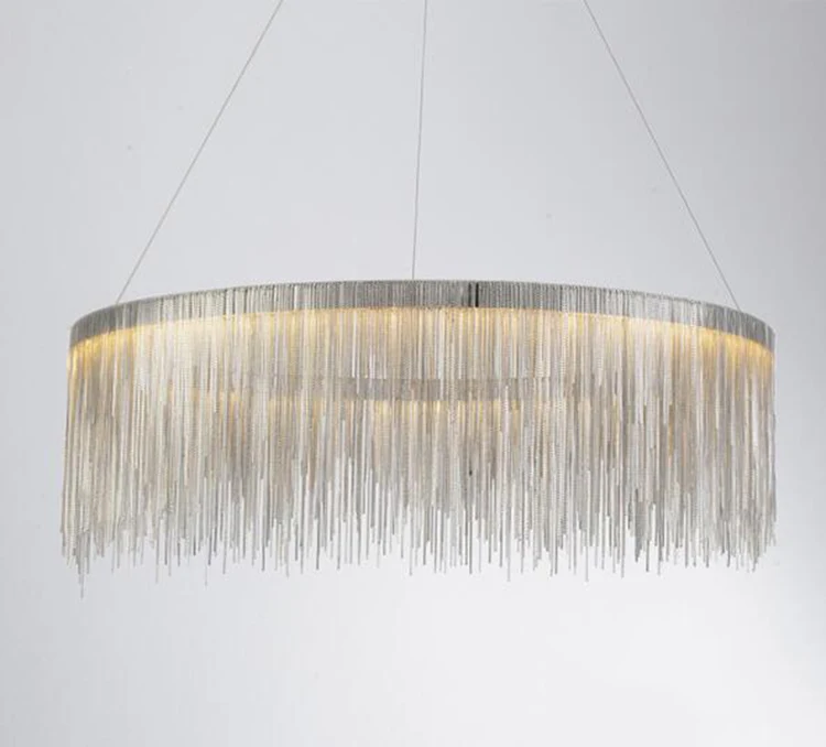 Description Picture 3 of itemNordic Style Living Room Tassel Chain LED Chrome Pendant Light Modern Dining Bedroom Open Kitchen Decorative Hanging Light