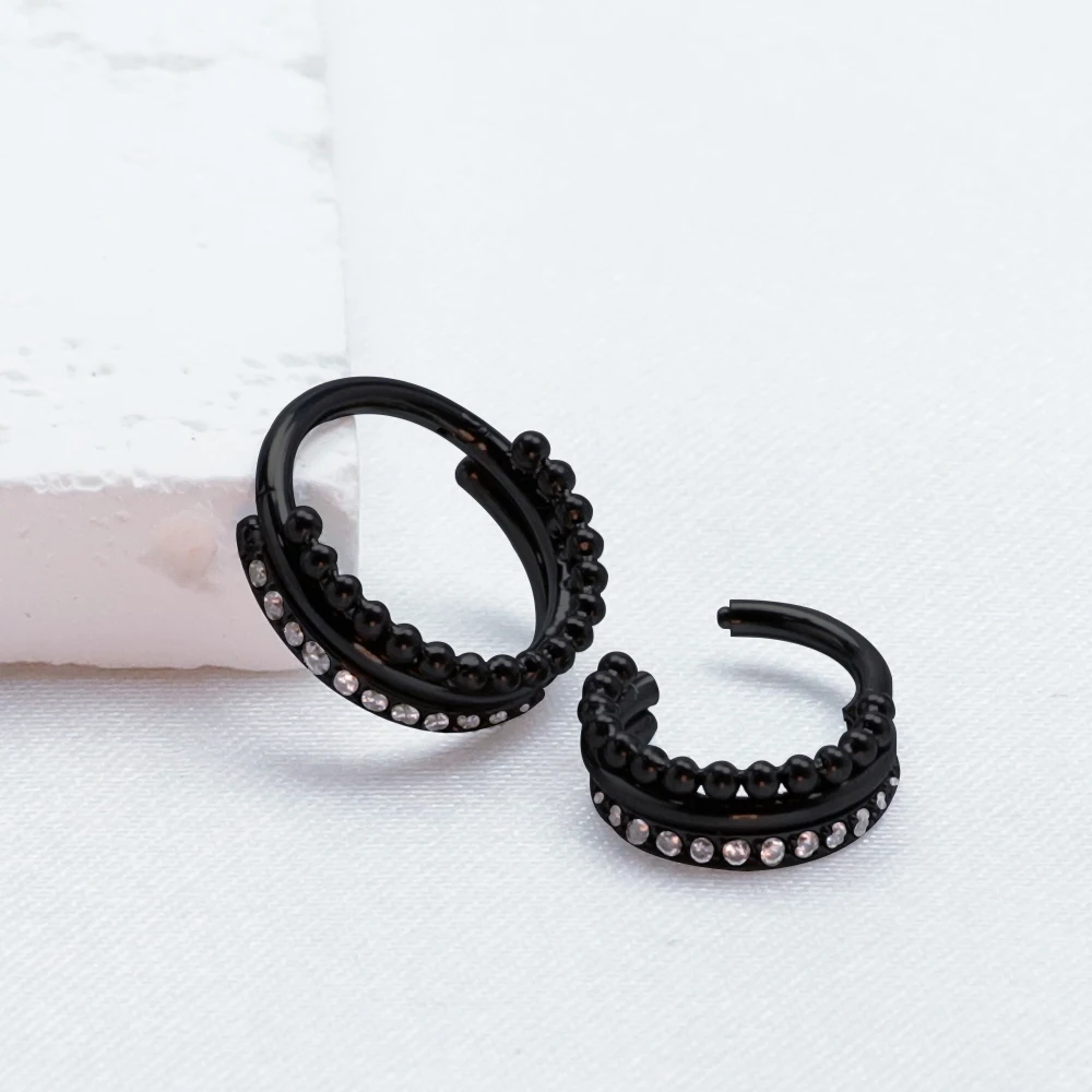 ASTM F136 Titan Tragus Piercing 16G Schwarz Nasenringe Zirkon Klapp Knorpel Septum Ohrring Piercing Körperschmuck Großhandel – Detail 4