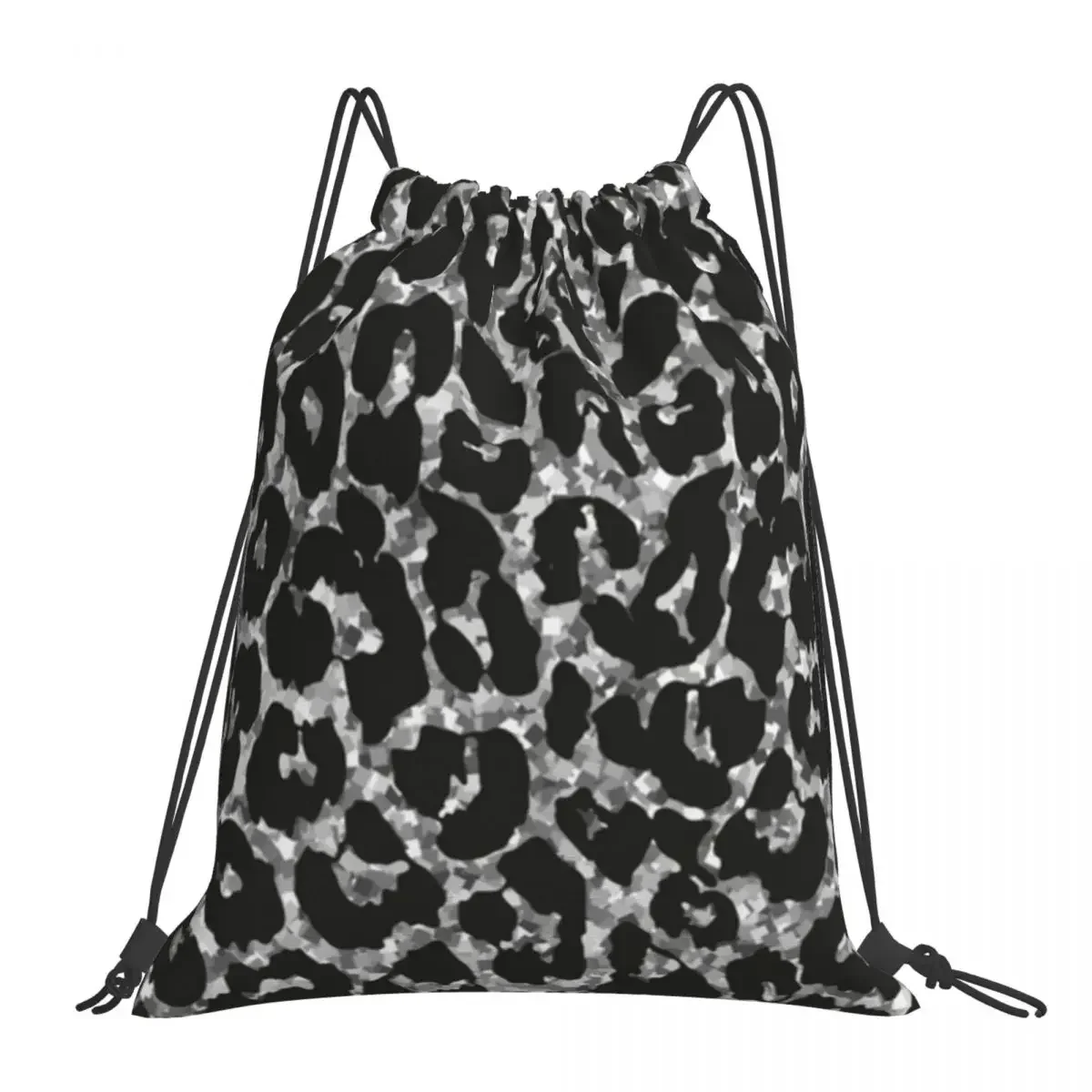 

Silver Glitter LeopardSilver Leopard Backpacks Drawstring Bags Drawstring Bundle Pocket Sports Bag BookBag For Travel Students