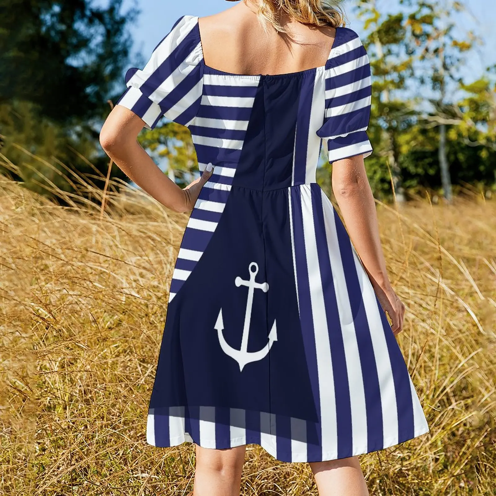 Sailor Stripes With Anchor Dress elegant women's sets women party dresses  party dresses women - AliExpress 200000345