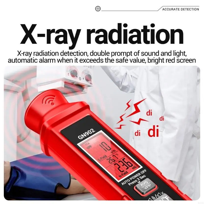 E28F Temperature Electromagnetic Field Radiation Detector Tester Meter Rechargeable Digital Screen Counter Emission Dosimeter