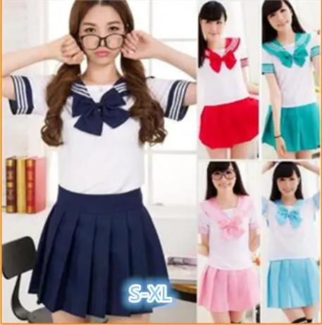 Summer Japanese school uniforms anime cosplay sailor suit short sleeve tops+tie+skirt Navy Preppy style Students Uniform for Gir,japanese school uniform,japanese schoolgirl skirt