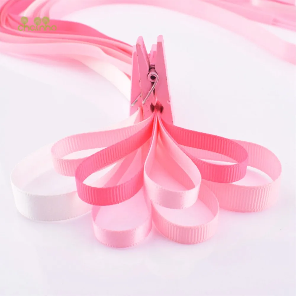 Chainho,Pink Ribbon Set,High Quality,DIY Handmade Material,Gift & Craft Packing & Hair Ornament Accessories,Mix 22 Designs,RB07