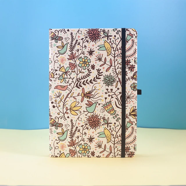 Carnet de notes à couverture rigide avec bande élastique, Black Floral A5,  Bullet Dotted Journal, 160 g/m², Ultra Optical - AliExpress