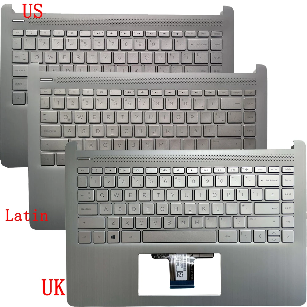 

New UK/US/Latin/Spanish Keyboard For HP Pavilion 14-DQ 14S-DR 14Z-FQ TPN-Q221 With Palmrest Upper Cover Case EA0PA003010