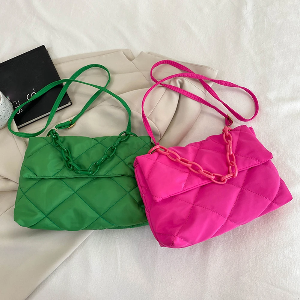 Matte Pink Rhombic Designer Handbag For Women Feather Down Bag Chain Tote  Purse For Ladies Shoulder Messenger Bag Shopping Bags - AliExpress