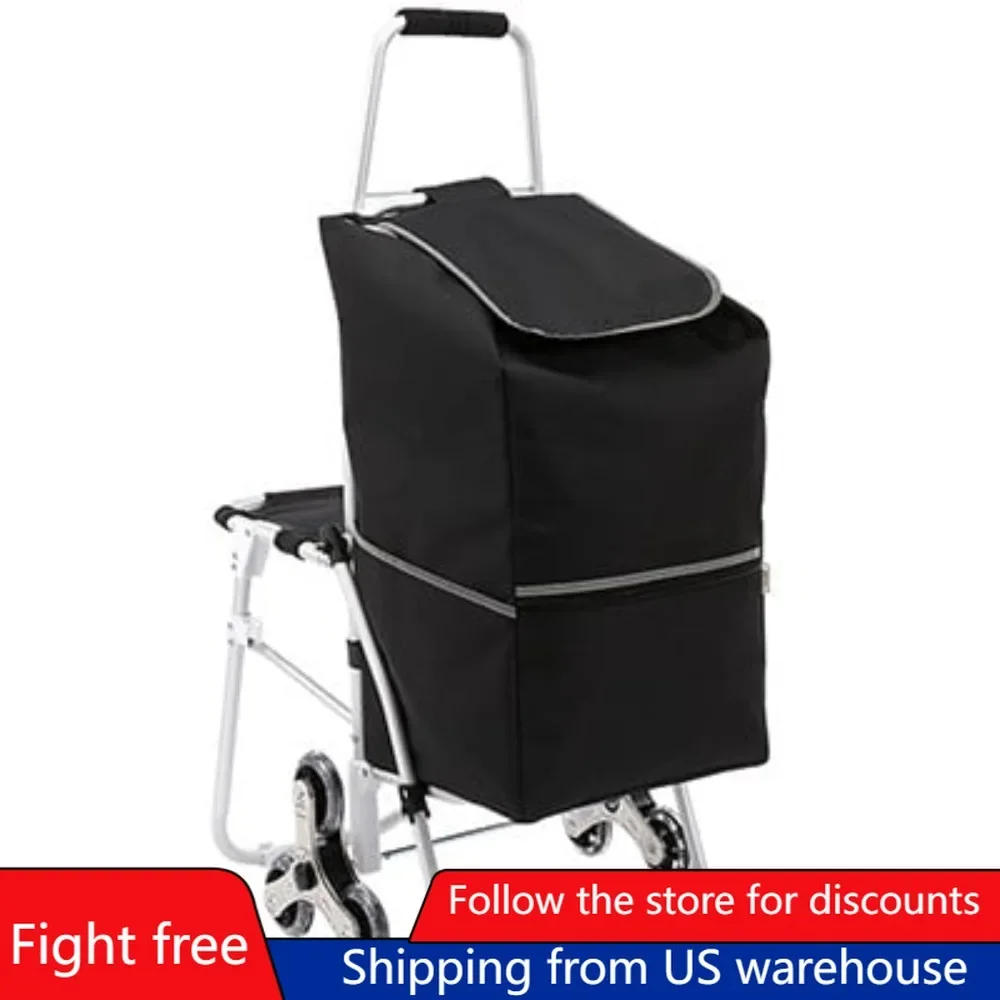

Stair Climbing Cart 50L Foldable Shopping Cart W/ Waterproof Bag & Seat Freight Free Camping Supplies Carts Hiking Sports