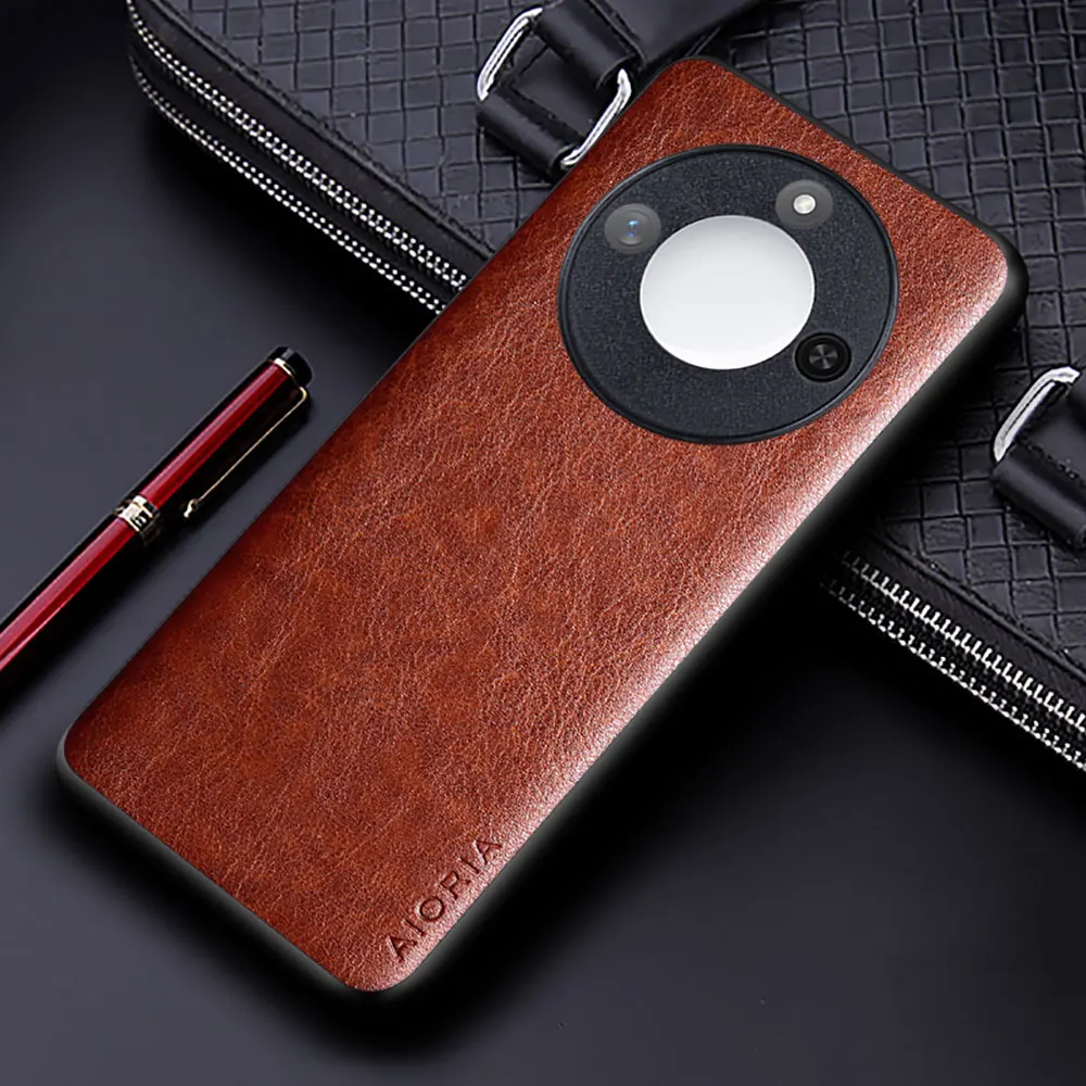Luxury Leather Business Phone Case – Elegant Solid Color Soft TPU & Hard PC Cover
