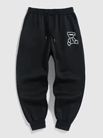 ZAFUL Drippy Bear Pattern Fleece Thermal Lined Jogger Sweatpants 1