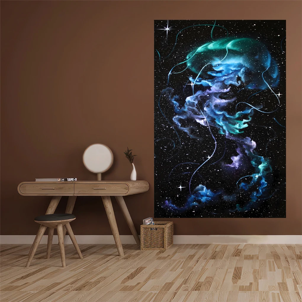 

XxDeco Underwater Animal Tapestry Jellyfish Printed Wall Hanging Carpets Bedroom Or Home Decoration Aesthetics Dorm Backdrop