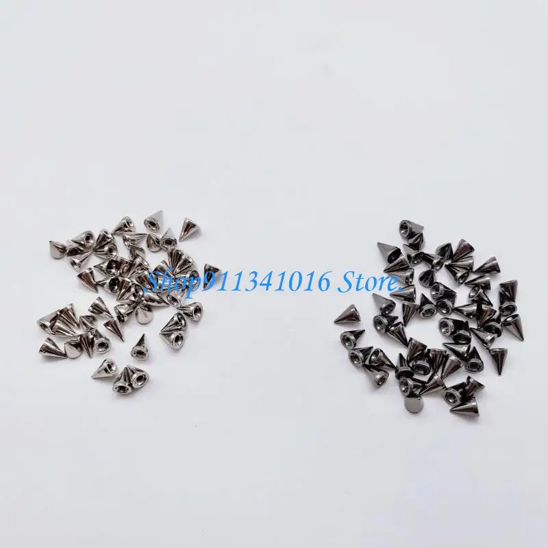 200Sets 가죽 공예 의류 가방에 대 한 실버 블랙 합금 펑크 스 터 드 신발 7x10mm 합금 스파이크 구멍 펀치와 리벳