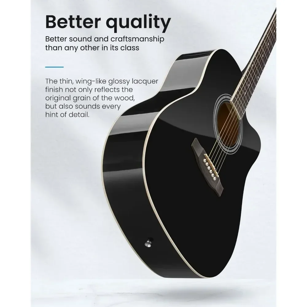 Guitar Accessories 41 Inch Acoustic Guitar with Chord Poster Case Tuner Plectrum Strings Capo Strap