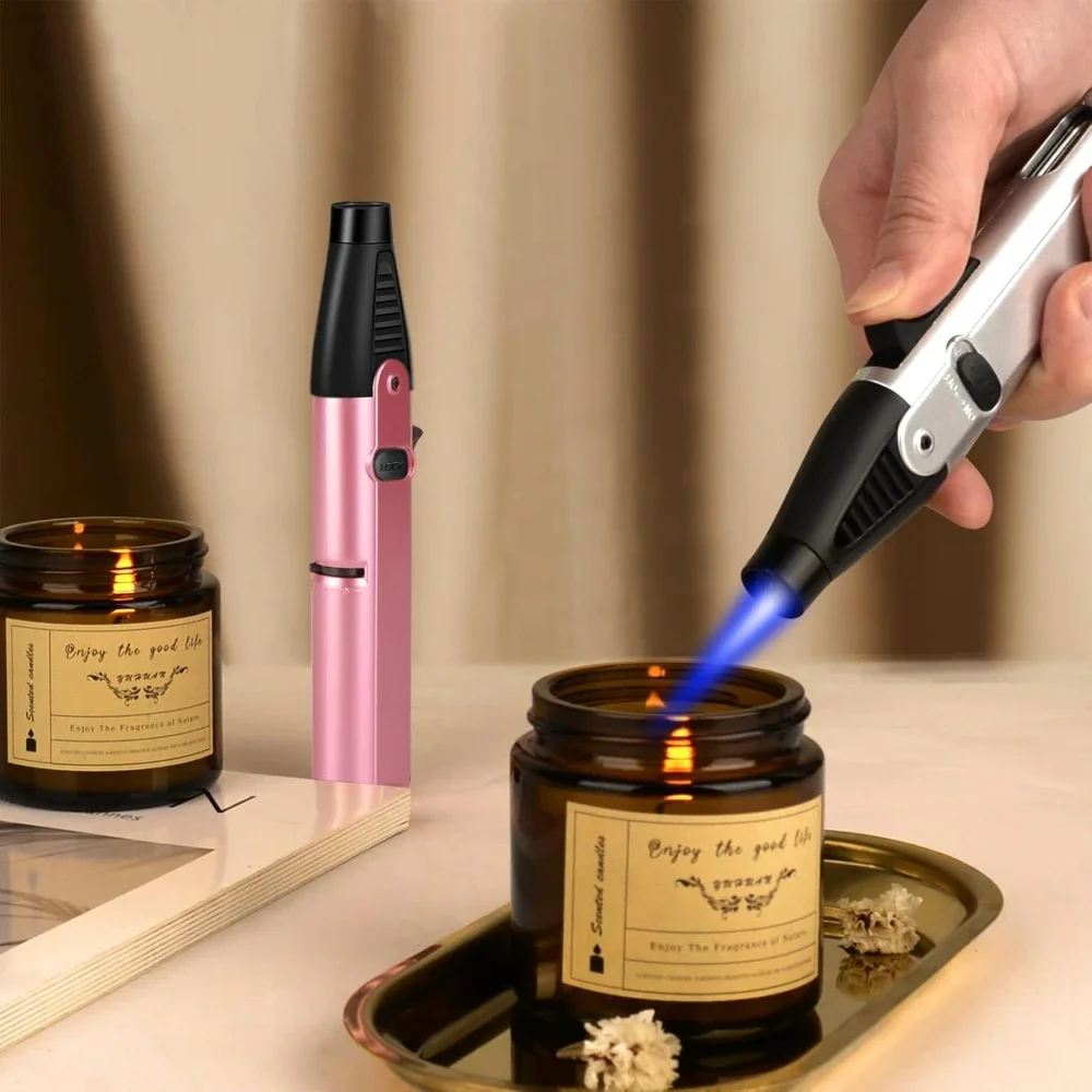 Butane Lighter Torch Lighter Adjustable Jet Flame Windproof Refillable Gas for Candle Grill BBQ Fireworks Fireplace