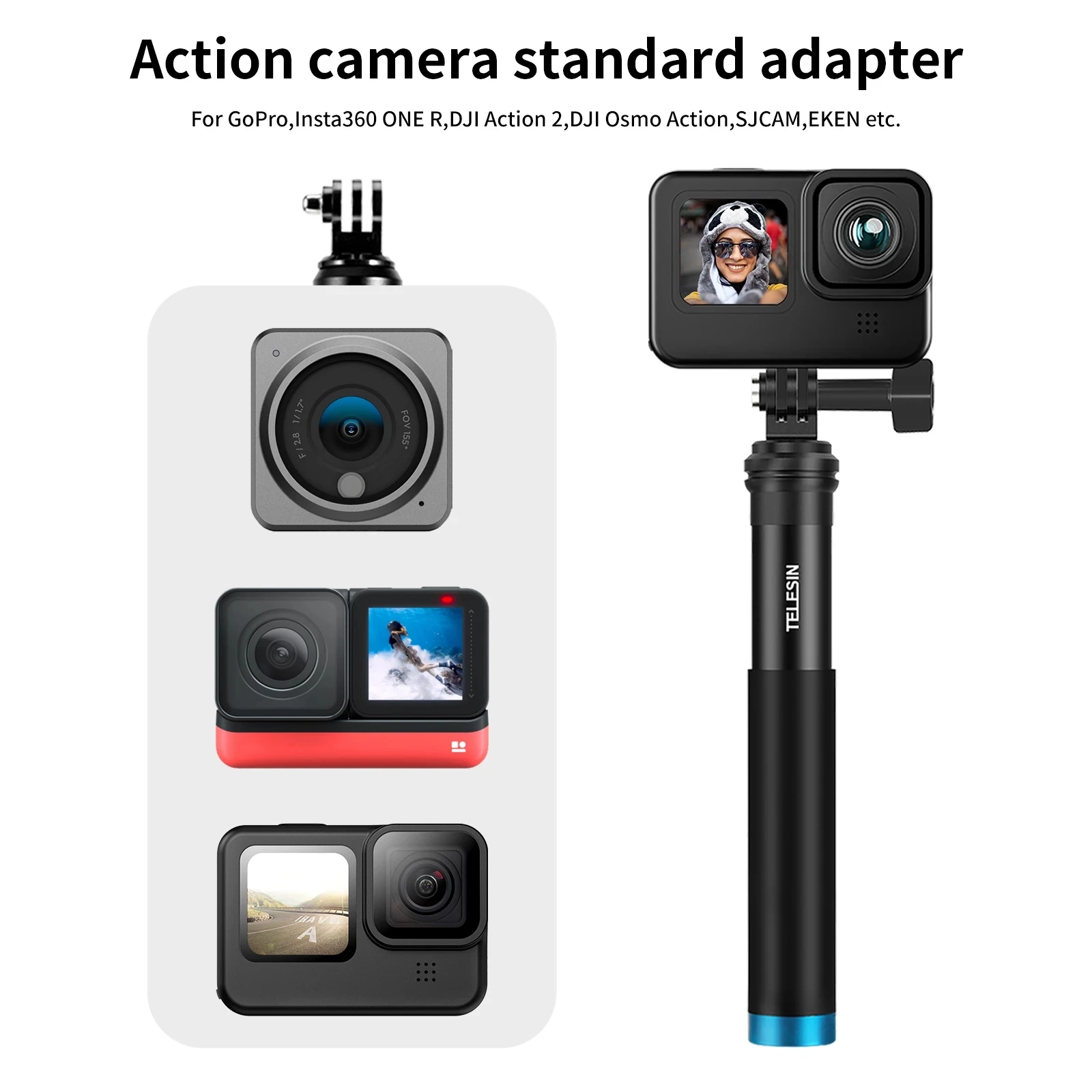 Pau de Selfie para GoPro e Action Cam - Alumínio 90cm