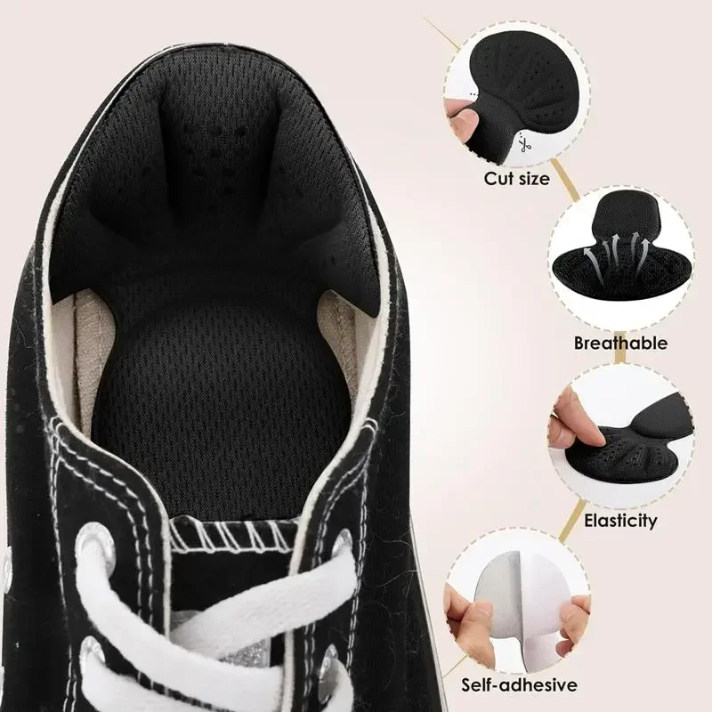 Heel Protector 2 in 1 Sponge Heel Cushion Back of Inserts Heel Protectors Shoe Pads for Shoe Too Big Soft Mesh