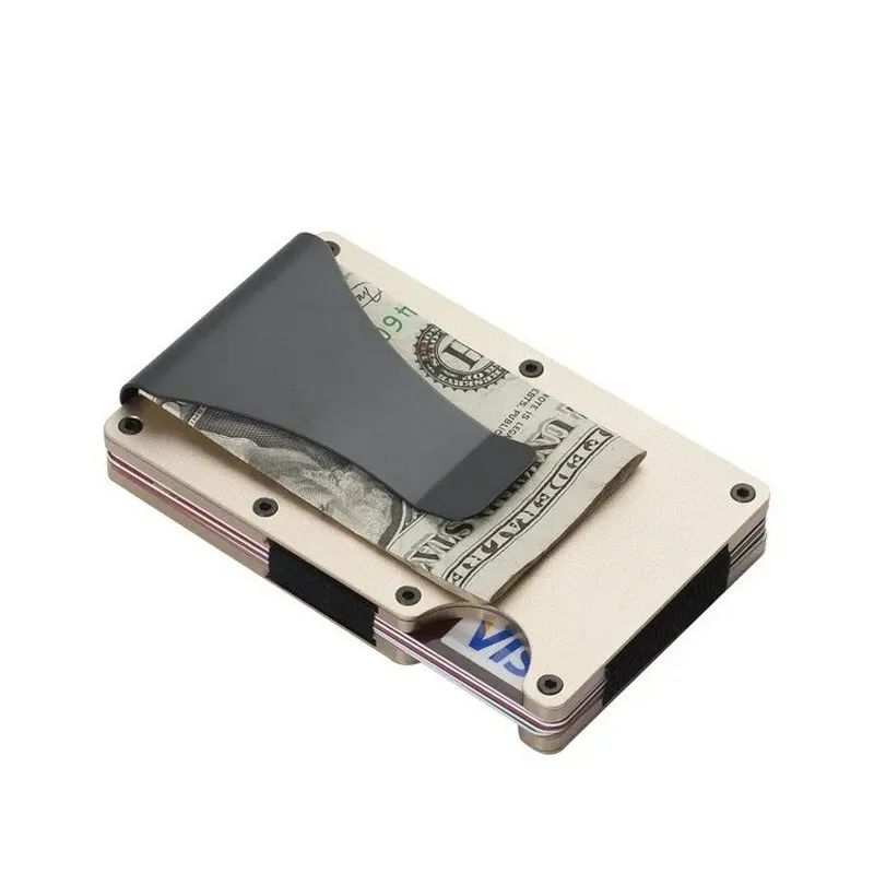 Minimalist Metal Business Id Cards Holders Case Mini RFID Blocking Mens Wallets Unisex Slim Metallic Wallets