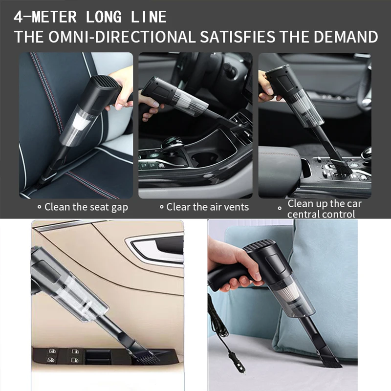 A2 Car Mounted Strong Suction Vacuum Cleaner For Small Cars, 12V Direct Plug-in High-power Car Vacuum Cleaner