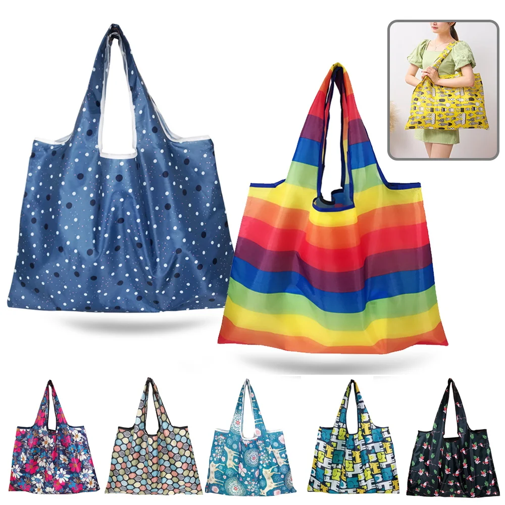 Eco-Friendly Foldable Tote Bag - Personalized Large-Capacity Shoulder Bag for Groceries, Travel, and Beach
