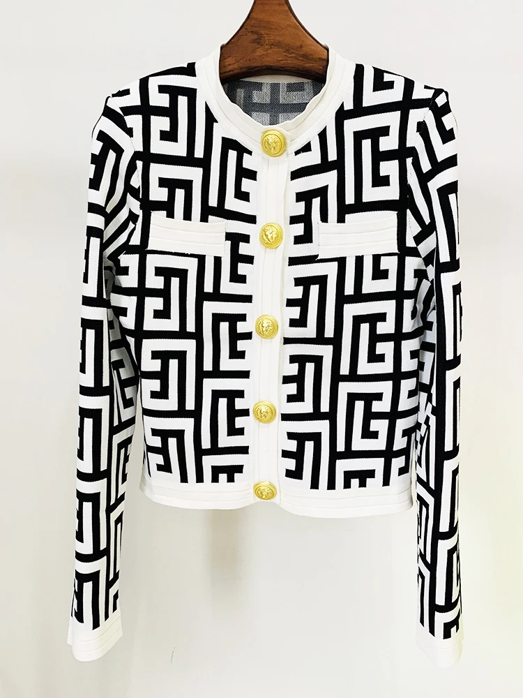 HIGH STREET Newest 2023 Designer Fashion Women's Geometric Monogram Jacquard  Knit Pullover Sweater - AliExpress