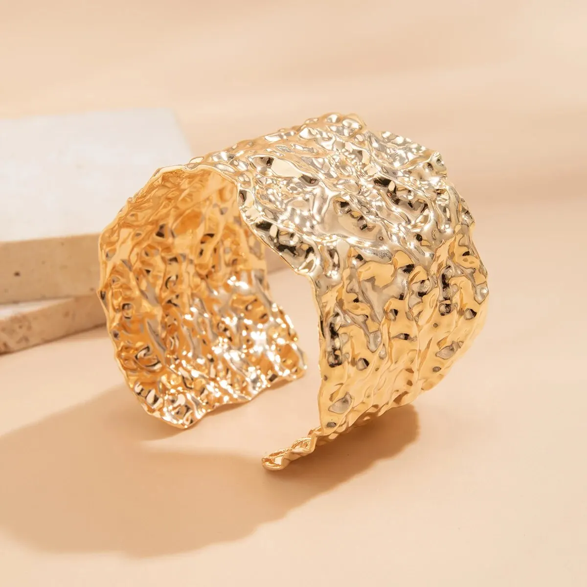 Exaggerated Heavy Metal Wide Open Bangle for Women Luxury