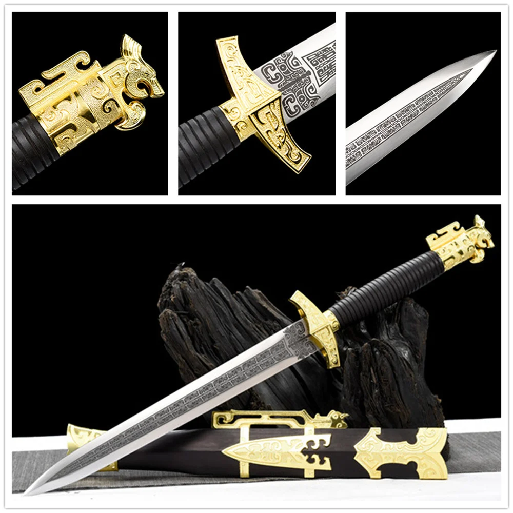 

Beautiful Chinese Sword High Manganese Steel Blade Full Tang Ebony Sheath For Collectible Wushu performance Stage Property