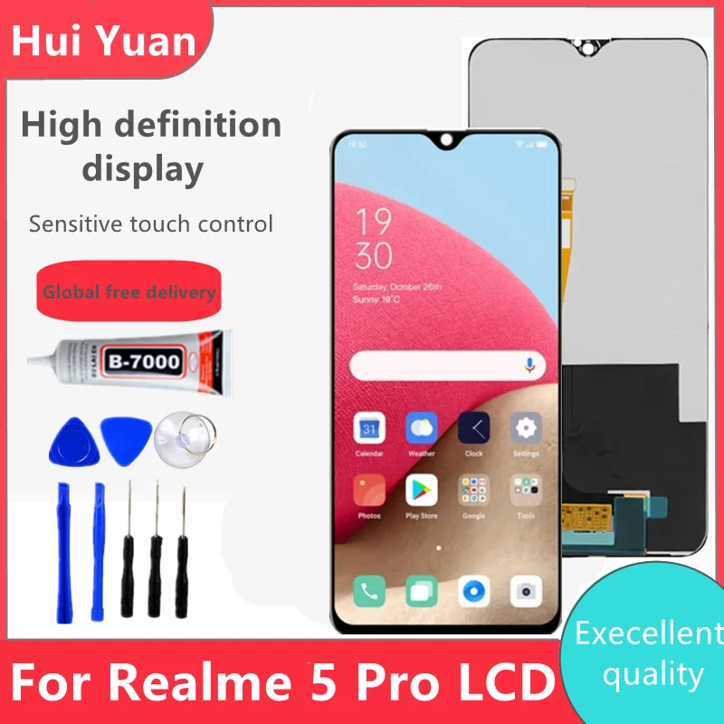 

100% Original 6.3''For Oppo Realme 5 Pro LCD Display Touch Screen With Frame Digitizer Assembly Replace For Realme 5 Pro RMX1971