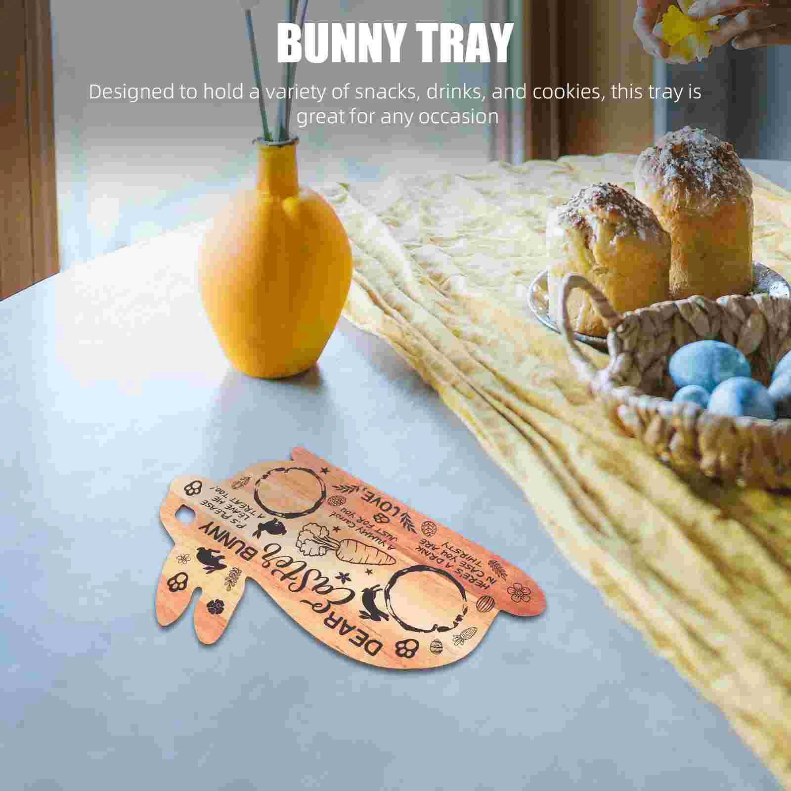 Cutlery Tray Easter Board Bunny Serving Wood Trays Cutting Chopping Rabbit Dishes 4