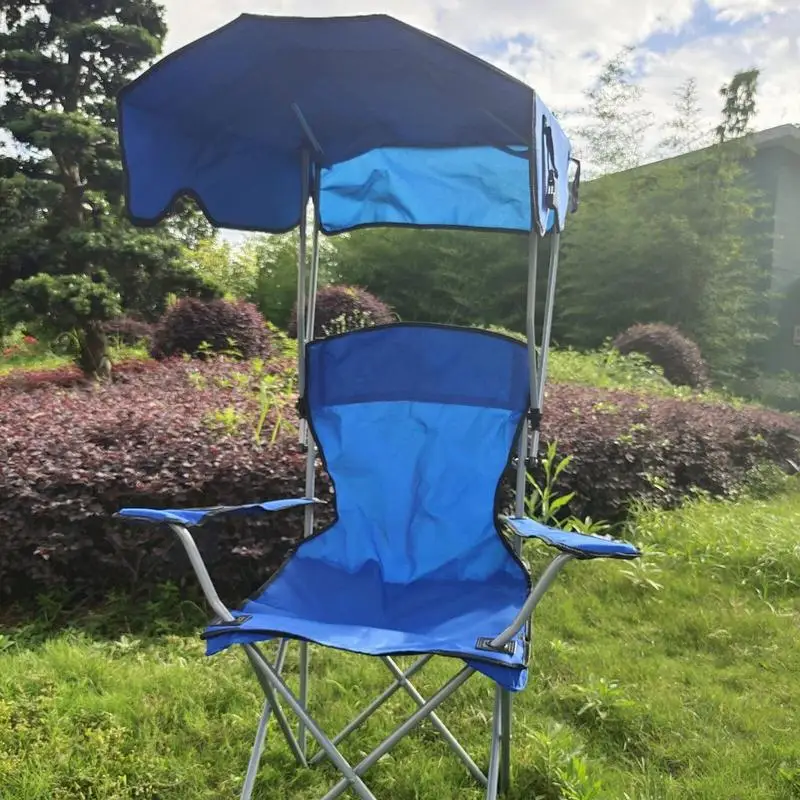 Fauteuil camping pliable avec auvent - Siège ombragé pour pêche, festivals et pique-niques