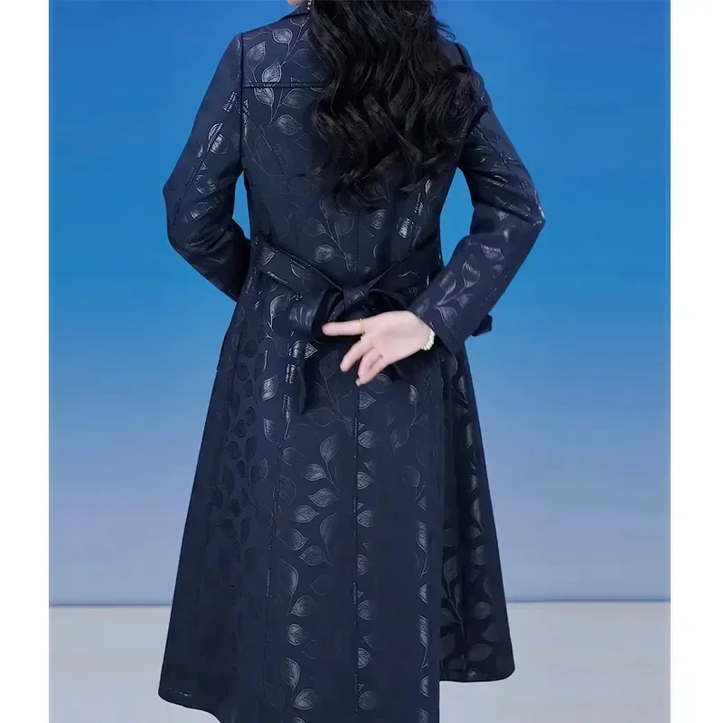 2024 Autumn Winter New High Quality Jacquard High-end Women Windbreaker Covering Flesh Temperament Age Reduction Mother's Coat