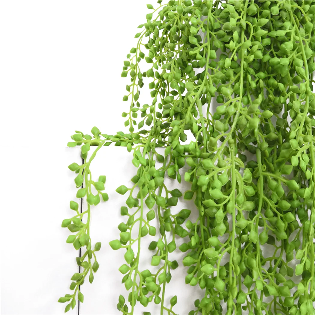 75cm Artificial Green Plants Hanging Ivy Leaves Radish Seaweed Grape Fake Flowers Vine Home Garden Wall Party Decoration