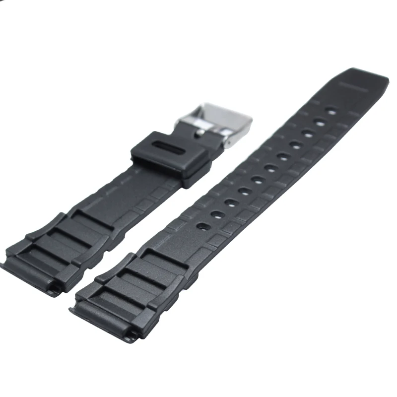 Black Silicone Sport Diving Watch Band with Silver Pin Buckle