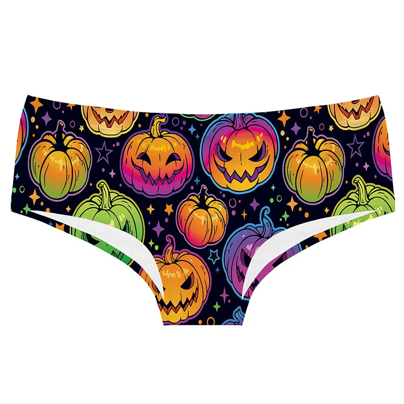 DeanFire Happy Halloween Pumpkin Print Super Soft Low Rise Women's Novelty  Panties Underwear Sexy Briefs Thongs Gifts