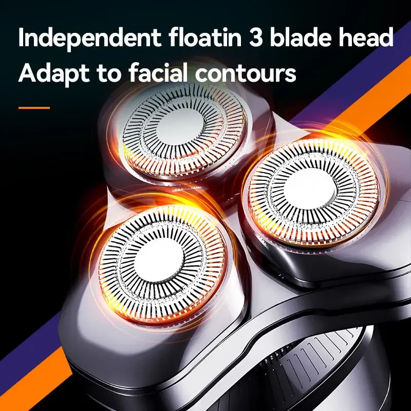 Kemei Men's Electric Shaver Wet Dry Beard Electric Shaver Rechargeable LCD Display