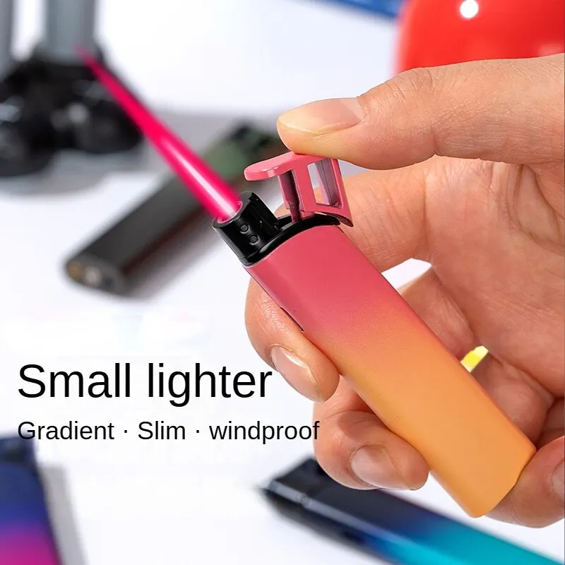 

Windproof Inflatable Lighter Portable Metal Outdoor Red Flame Gradient Color Lighters Personality Creative Cigarette Accessories