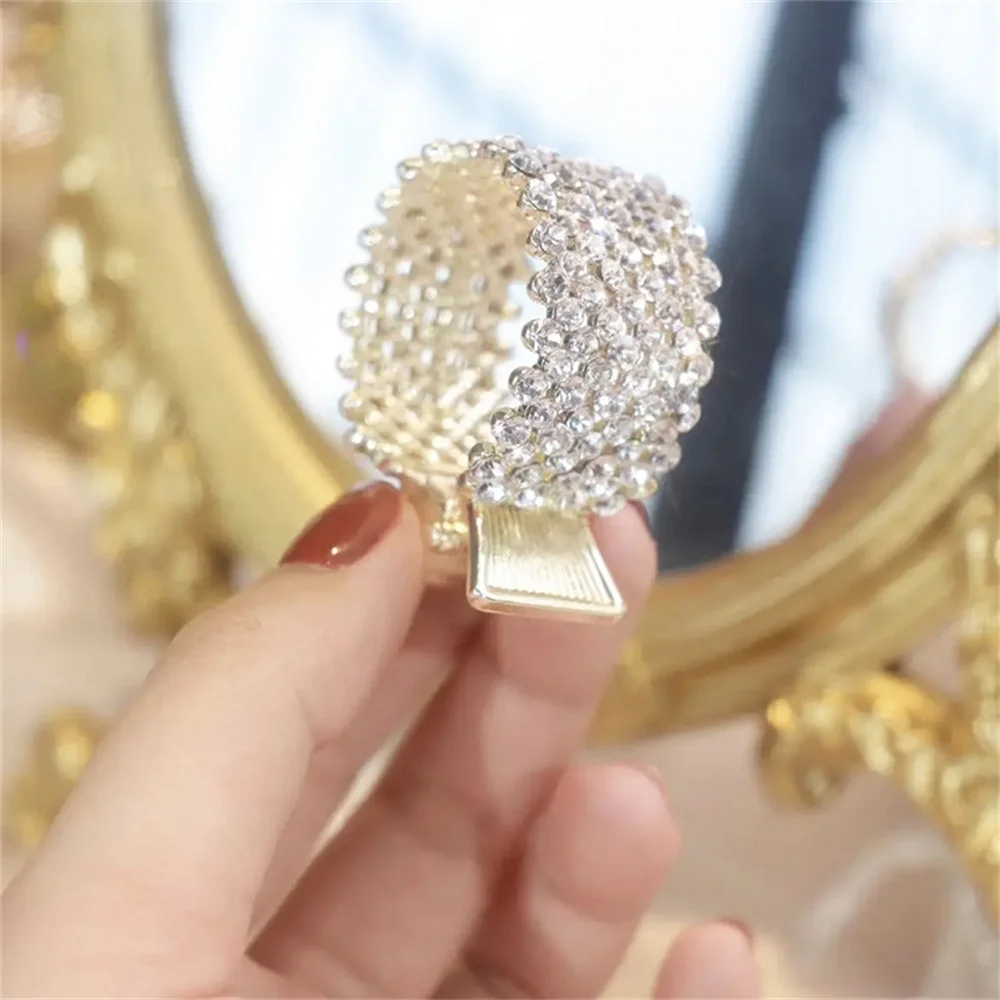 Frauen Elegante Luxus Strass Runde Metall Pferdeschwanz Halter Haar Klaue Süße Haar Clip Haarnadel Stirnband Mode Haar Zubehör – Detail 7