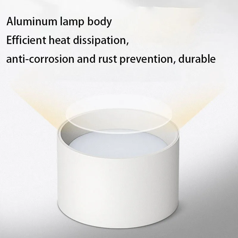 Led Downlight Surface Mounted Round Aluminum Ceiling Lamp No Opening Spot For Living Room Bedroom Home