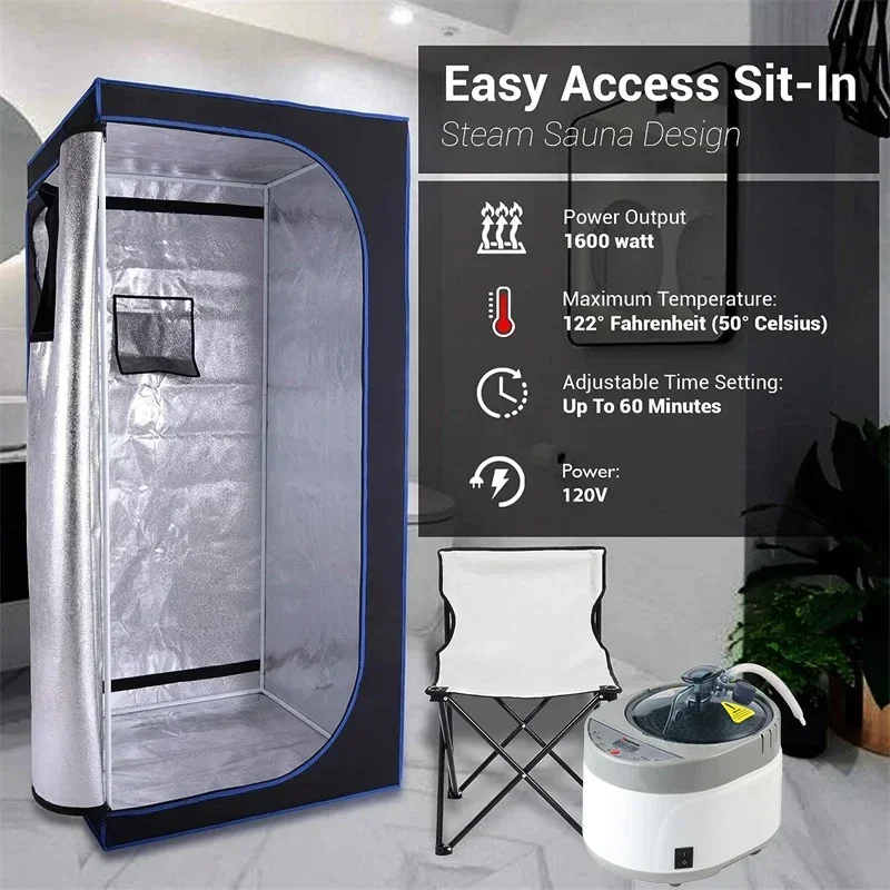 ขนาดเต็มชุดซาวน่าไอน้ําส่วนบุคคลสําหรับ Home Spa ผ่อนคลาย, Detox Therapy Oxford 1500W 4L Steamer ความสูง 180 ซม. 1