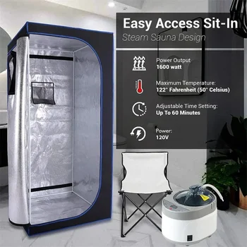 ขนาดเต็มชุดซาวน่าไอน้ําส่วนบุคคลสําหรับ Home Spa ผ่อนคลาย, Detox Therapy Oxford 1500W 4L Steamer ความสูง 180 ซม. 1