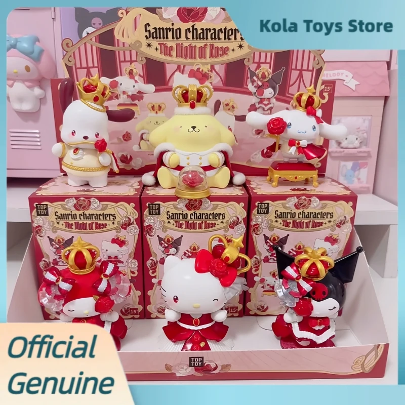  산리오 캐릭터 로즈의 밤 시리즈 랜덤박스 귀여운 데스크탑 장식품 PVC 모델..