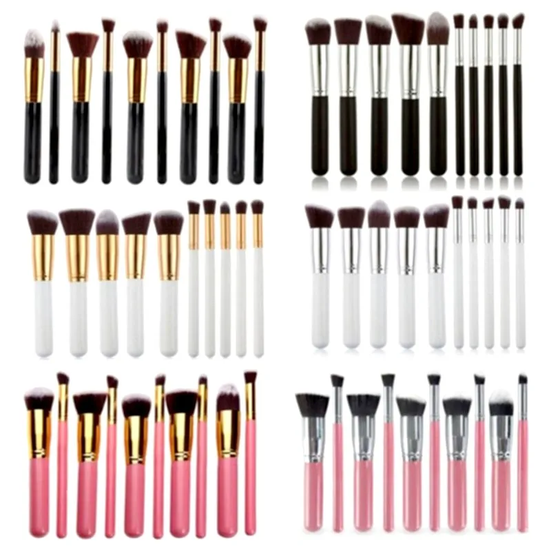 

10 Pcs Wooden Handle Makeup Brush Set High-End Foundation Concealer Contour Blending Professional Beauty Cosmetic Accessories
