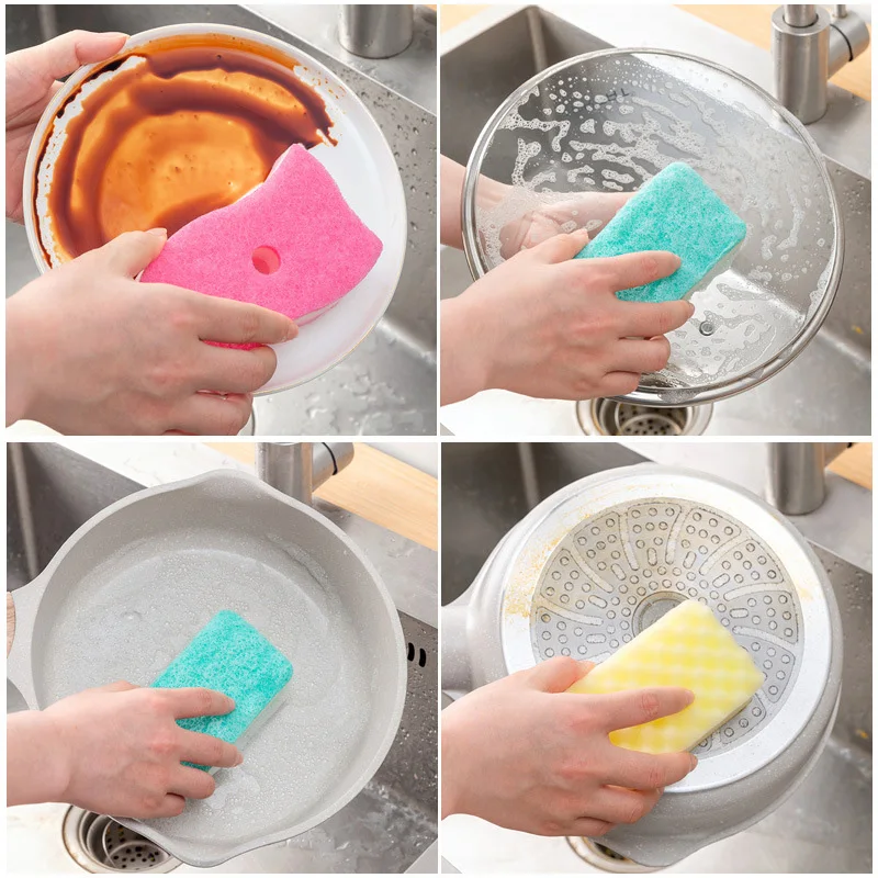 4PCS Kitchen Cleaning Spongs Double-sided Dish Pot Washing Sponges  Household Scouring Pad Wipe Dishwashing Sponge Kitchen Tools - AliExpress