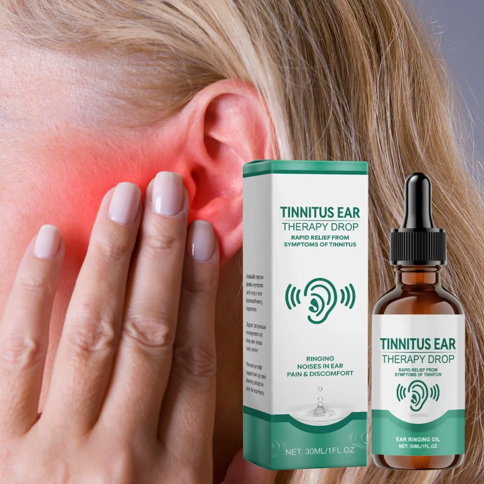 30ML Ear Care Liquid Drops Improve Tinnitus Reduce Hearing Loss Relief Deafness Earache Gentle Ear Ringing Treatments Oils