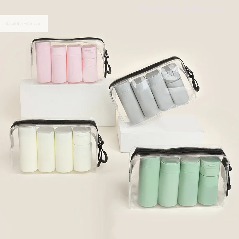 

5pcs Multiple Colors Portable Soft Touch Cream Travel Dispenser Bottles Set For Lotion, Cleanser, Shampoo