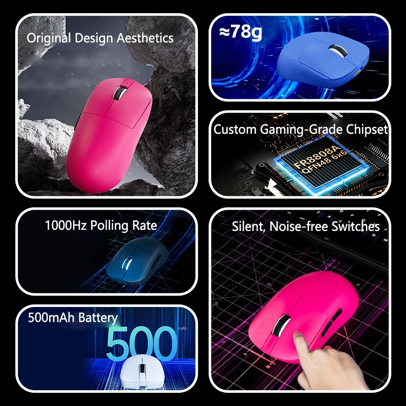 레노버 트라이 모드 무선 게이밍 마우스 6000DPI 인체공학적 RGB 충전식 블루투스 2.4G USB-C 유선 마우스 (PC, 노트북 게이머용)