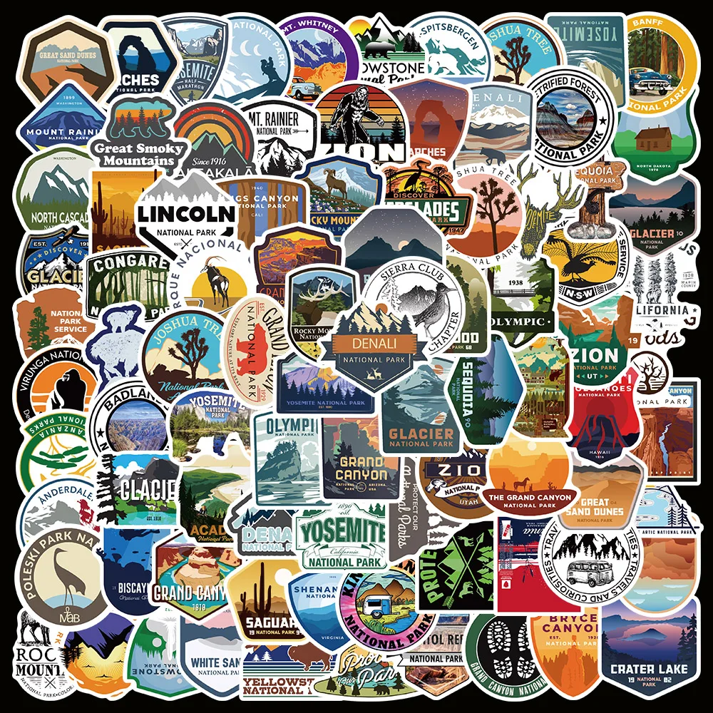 50/100pcs Cartoon Outdoor National Park Stickers For Luggage Phone Guitar Waterproof Graffiti Notebook Laptop Decals