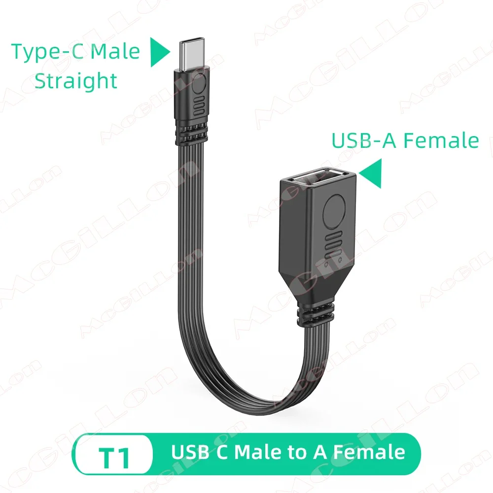 90-Degree Type-C to USB 2.0 OTG Adapter Cable