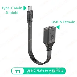 90 - Degree Type - C to USB 2.0 OTG Adapter Cable - 10CM (T1 C M to A F)
