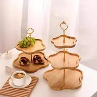 Large Capacity Multi-layer Fruit Tray Flower-Shaped Eco-friendly Fruit Display Plate Easy to Clean Bamboo Display Stand Holiday 1