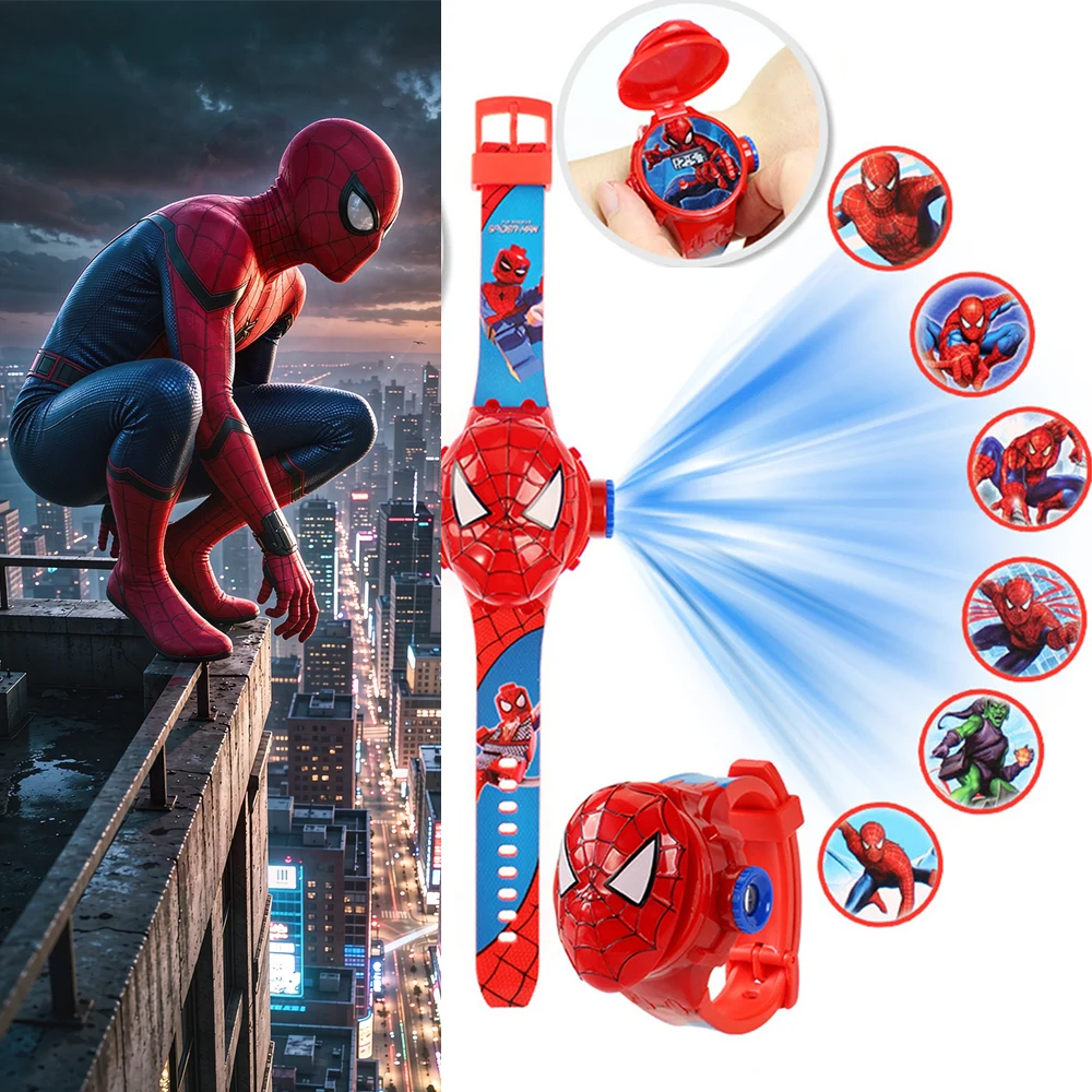 Cartoon Superhero Projection Watch for Kids - 3D Cosplay Digital Timepiece Gift